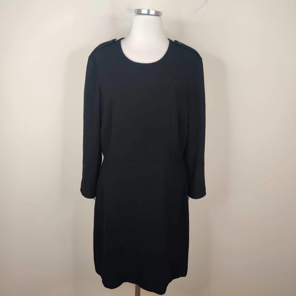 Burberry London Black Shift Dress Long Sleeve 12 US
